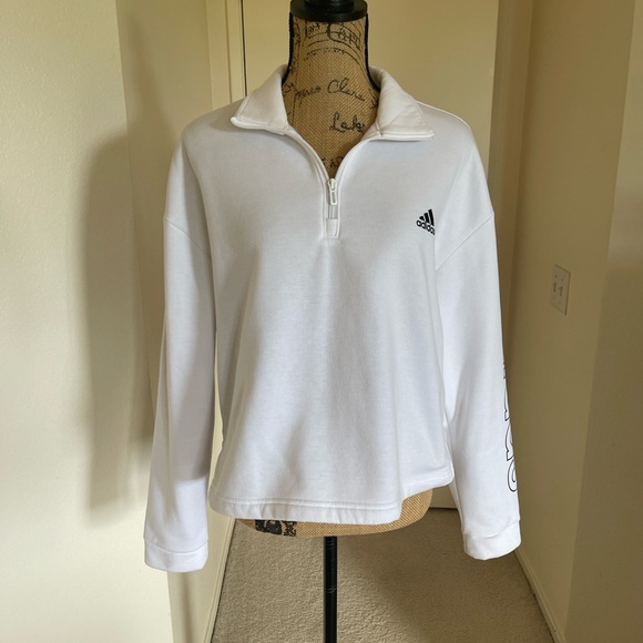 Adidas White Pullover with Black Logo - Picture 2 of 7